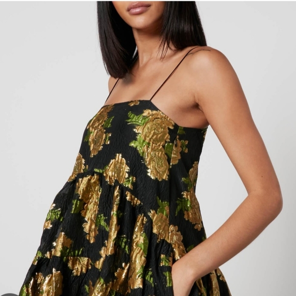 Sister Jane Black Golden Jacquard Dress NWT Sz 2 6 - Picture 3 of 5